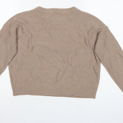 Brave Soul Women's Beige S Crew Neck Knit Pullover Jumper