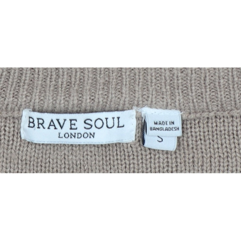 Brave Soul Women's Beige S Crew Neck Knit Pullover Jumper