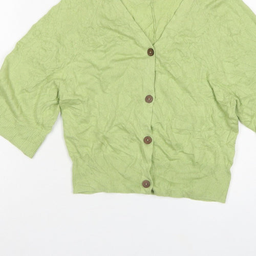 Per Una Women Green Linen Lyocell V-Neck Button Cardigan Size S