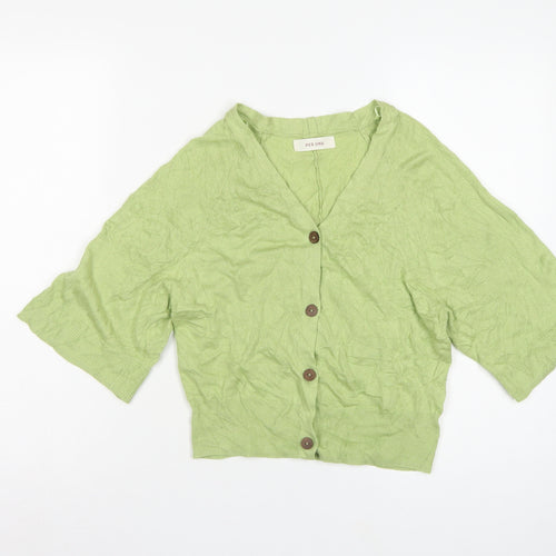 Per Una Women Green Linen Lyocell V-Neck Button Cardigan Size S