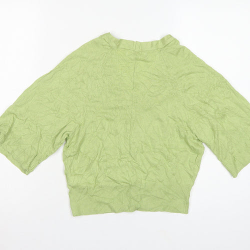 Per Una Women Green Linen Lyocell V-Neck Button Cardigan Size S