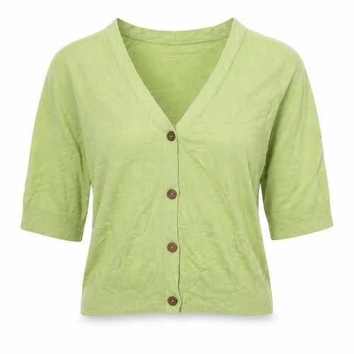 Per Una Women Green Linen Lyocell V-Neck Button Cardigan Size S