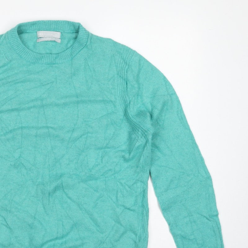 Marks and Spencer Women Green UK 14 Lambswool Crew Neck Pullover Jumper