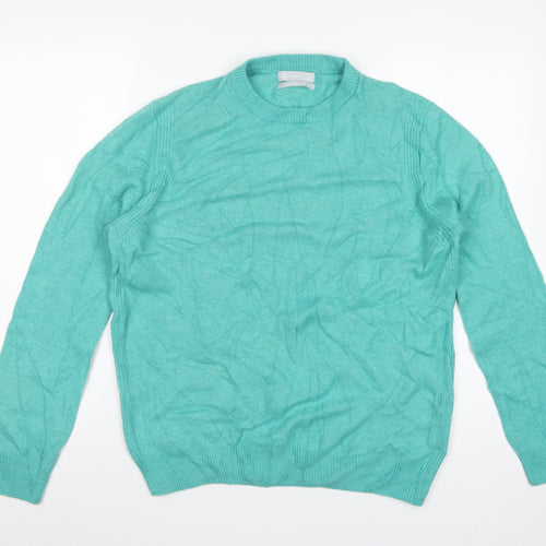 Marks and Spencer Women Green UK 14 Lambswool Crew Neck Pullover Jumper