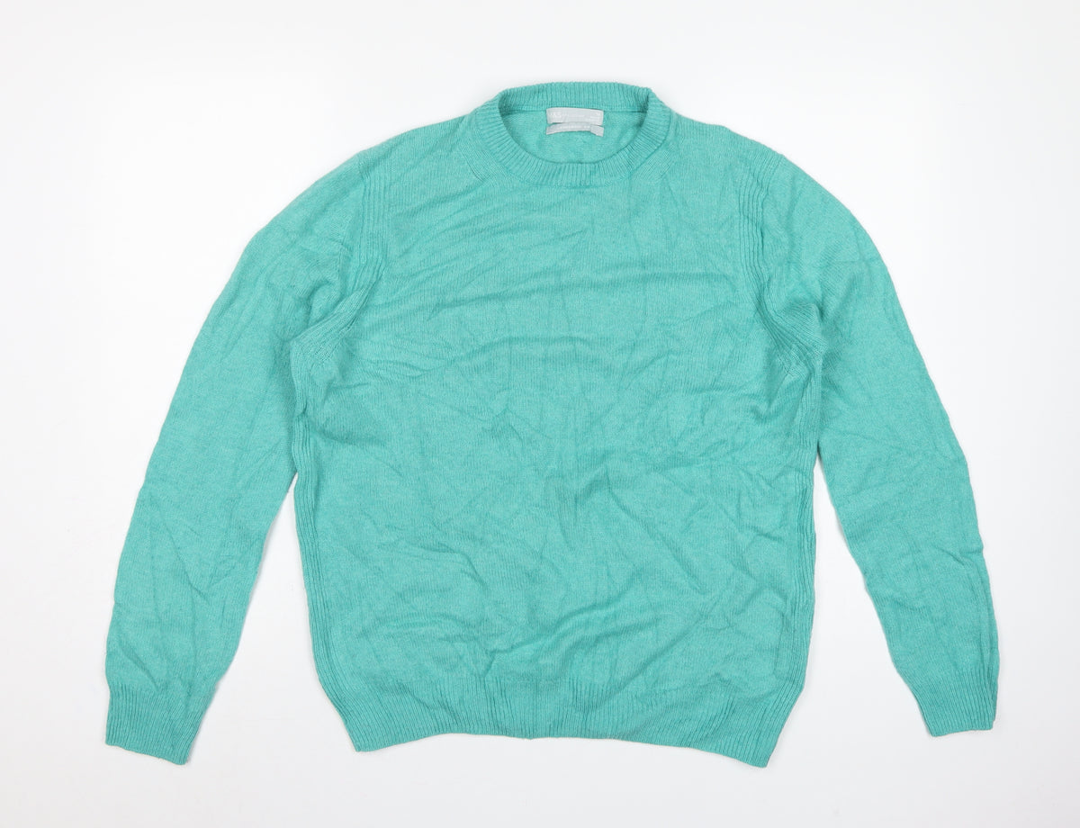 Marks and Spencer Women Green UK 14 Lambswool Crew Neck Pullover Jumper
