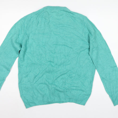 Marks and Spencer Women Green UK 14 Lambswool Crew Neck Pullover Jumper
