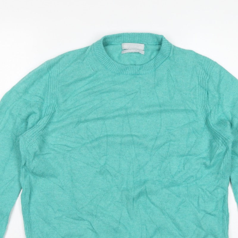 Marks and Spencer Women Green UK 14 Lambswool Crew Neck Pullover Jumper