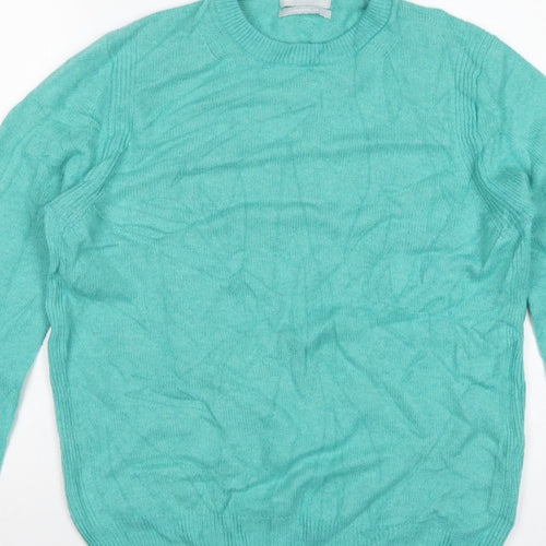 Marks and Spencer Women Green UK 14 Lambswool Crew Neck Pullover Jumper