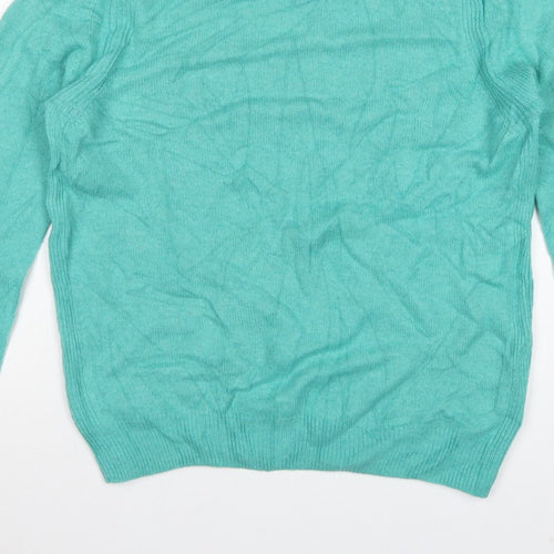 Marks and Spencer Women Green UK 14 Lambswool Crew Neck Pullover Jumper