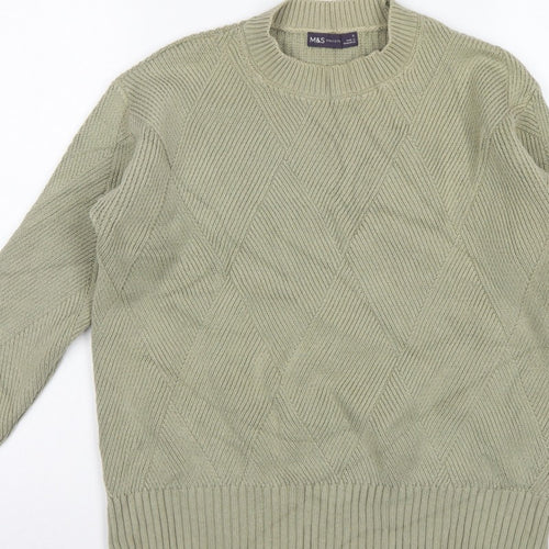 Marks and Spencer Women’s Green S Geometric Knit Crew Neck Jumper