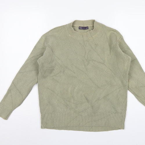 Marks and Spencer Women’s Green S Geometric Knit Crew Neck Jumper