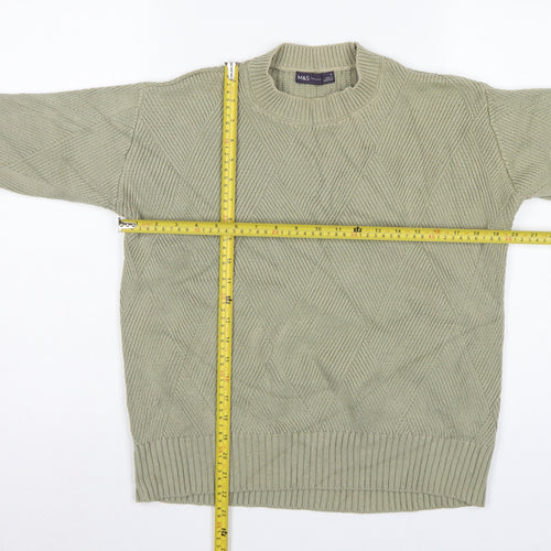 Marks and Spencer Women’s Green S Geometric Knit Crew Neck Jumper