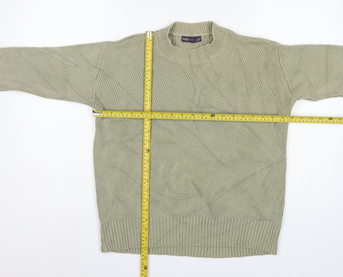 Marks and Spencer Women’s Green S Geometric Knit Crew Neck Jumper
