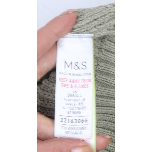 Marks and Spencer Women’s Green S Geometric Knit Crew Neck Jumper