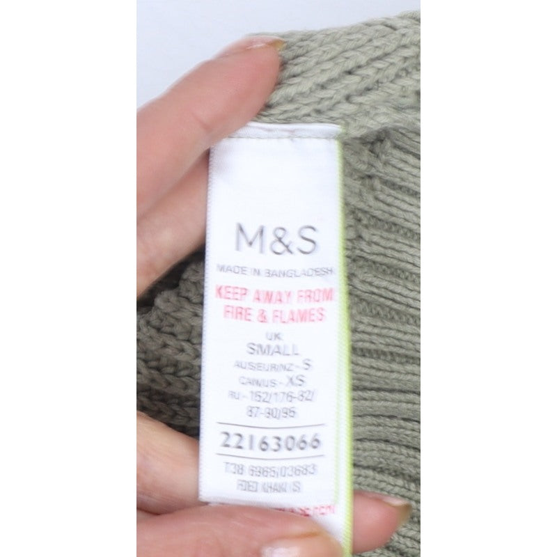 Marks and Spencer Women’s Green S Geometric Knit Crew Neck Jumper