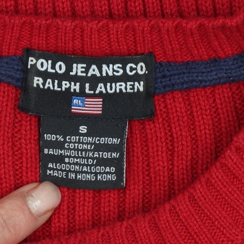 Polo Jeans Ralph Lauren Women Red S USA Flag Rib Knit Jumper