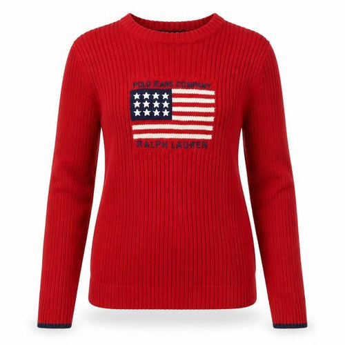 Polo Jeans Ralph Lauren Women Red S USA Flag Rib Knit Jumper