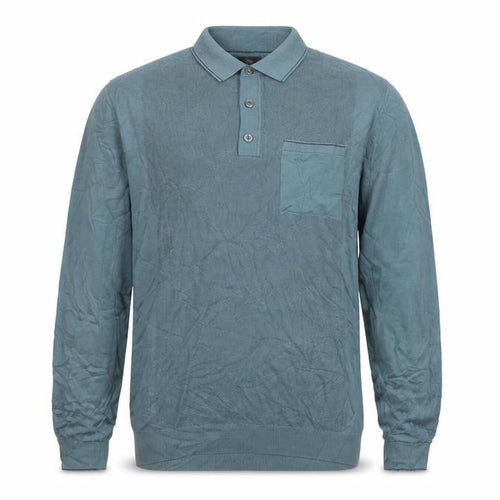 Marks and Spencer Men Blue L Collared Cotton Knit Pullover Jumper