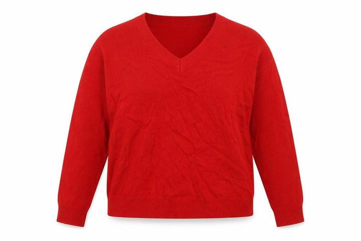 Brave Soul Women’s Red V-Neck Acrylic Knit Pullover Jumper L