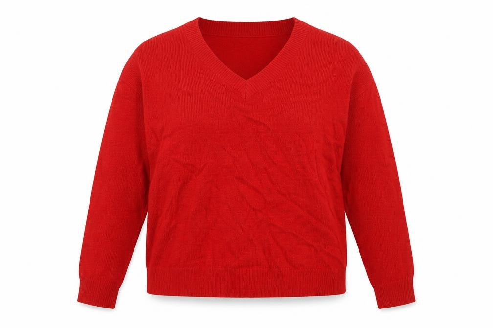Brave Soul Women’s Red V-Neck Acrylic Knit Pullover Jumper L