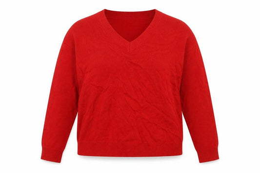 Brave Soul Women’s Red V-Neck Acrylic Knit Pullover Jumper L