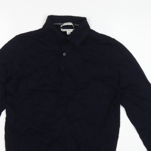 Autograph Men’s Blue M Merino Wool Collared Henley Jumper
