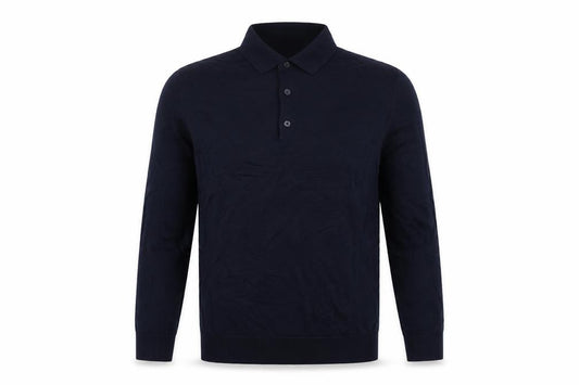 Autograph Men’s Blue M Merino Wool Collared Henley Jumper