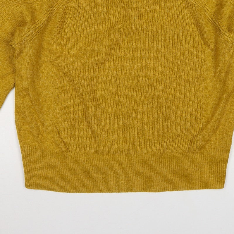 Marks and Spencer Women Yellow M High Neck Rib Knit Pullover Jumper