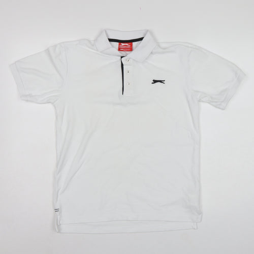 Slazenger Men's White XS Polo Shirt Logo Contrast Trim Short Sleeve
