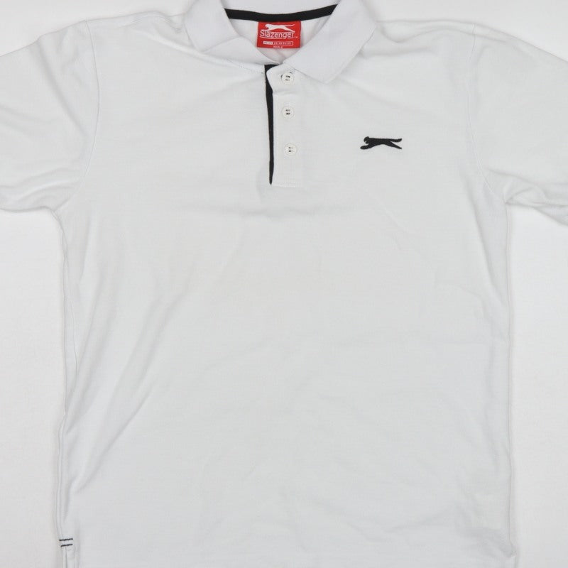 Slazenger Men's White XS Polo Shirt Logo Contrast Trim Short Sleeve