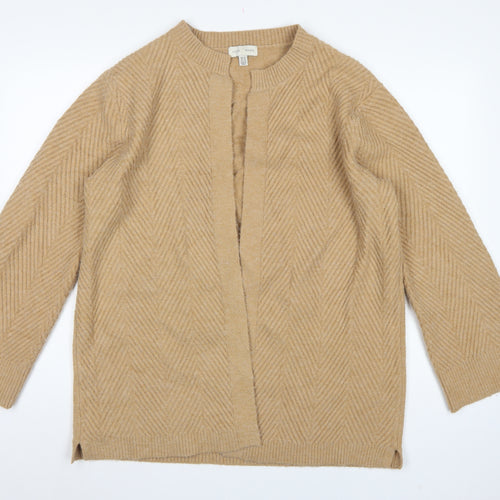 Love & Roses Women Beige UK 16 Open Herringbone Knit Cardigan