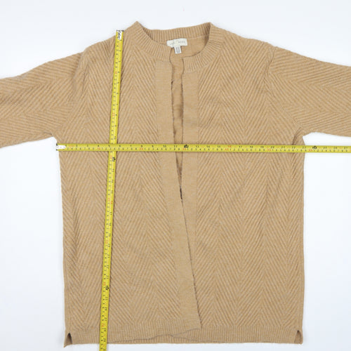 Love & Roses Women Beige UK 16 Open Herringbone Knit Cardigan