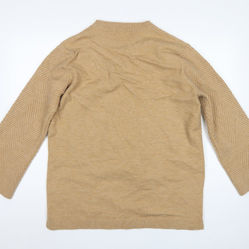 Love & Roses Women Beige UK 16 Open Herringbone Knit Cardigan