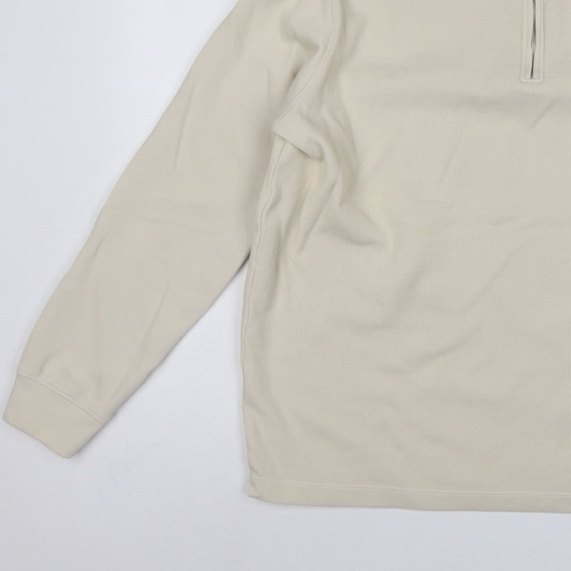 Marks and Spencer Men’s Beige XL 1/4 Zip High Neck Sweatshirt
