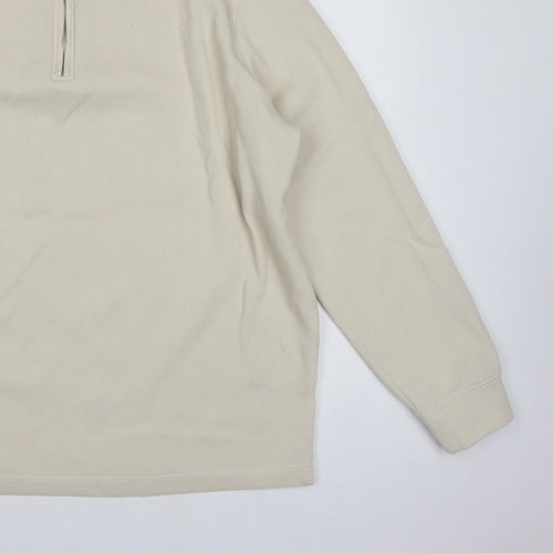 Marks and Spencer Men’s Beige XL 1/4 Zip High Neck Sweatshirt