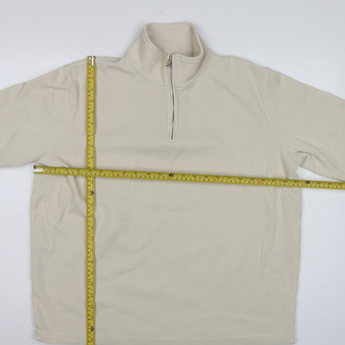 Marks and Spencer Men’s Beige XL 1/4 Zip High Neck Sweatshirt