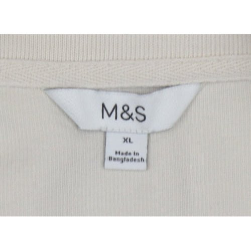Marks and Spencer Men’s Beige XL 1/4 Zip High Neck Sweatshirt
