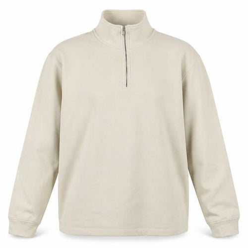 Marks and Spencer Men’s Beige XL 1/4 Zip High Neck Sweatshirt