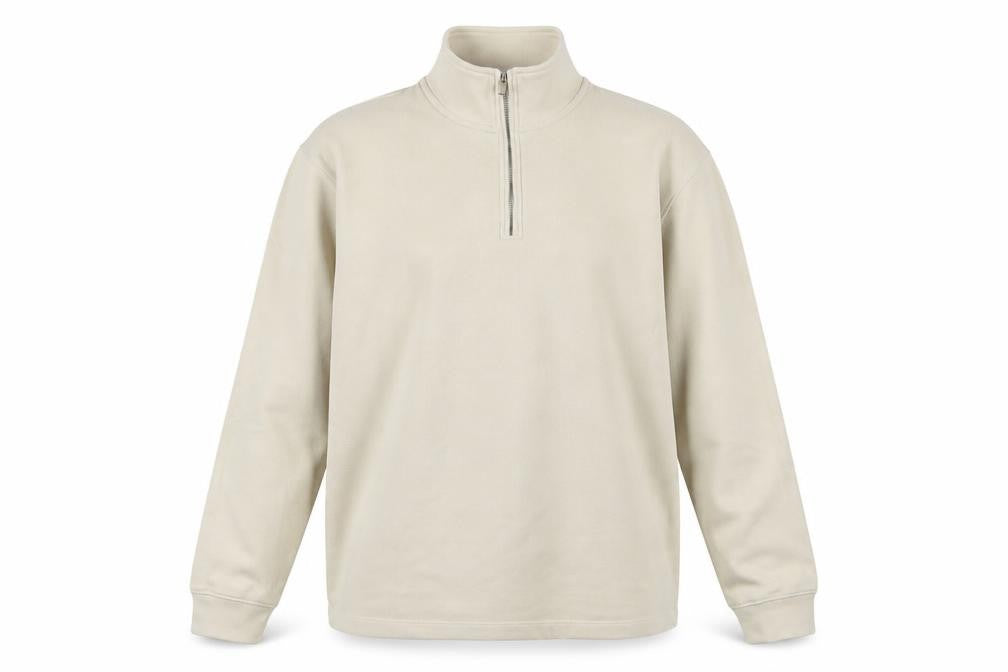 Marks and Spencer Men’s Beige XL 1/4 Zip High Neck Sweatshirt