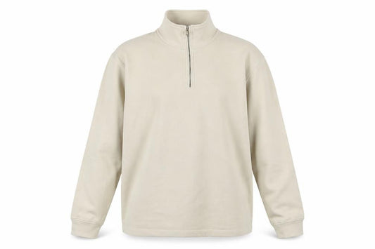 Marks and Spencer Men’s Beige XL 1/4 Zip High Neck Sweatshirt