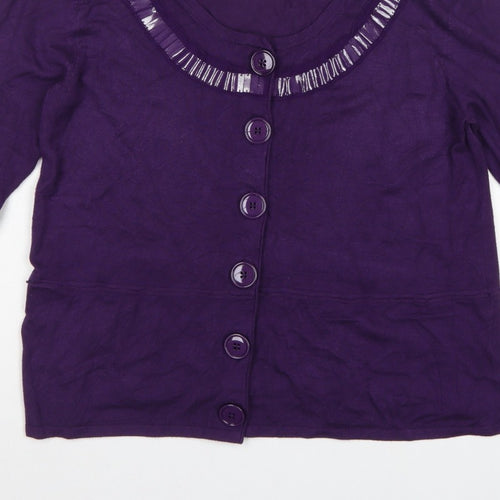 Betty Barclay Women’s Purple UK 12 Button Bell Sleeve Cardigan