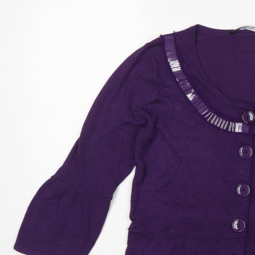 Betty Barclay Women’s Purple UK 12 Button Bell Sleeve Cardigan