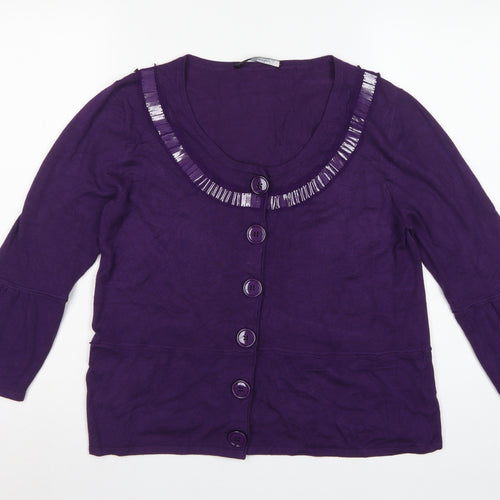 Betty Barclay Women’s Purple UK 12 Button Bell Sleeve Cardigan