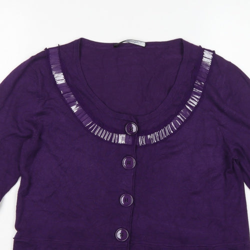 Betty Barclay Women’s Purple UK 12 Button Bell Sleeve Cardigan