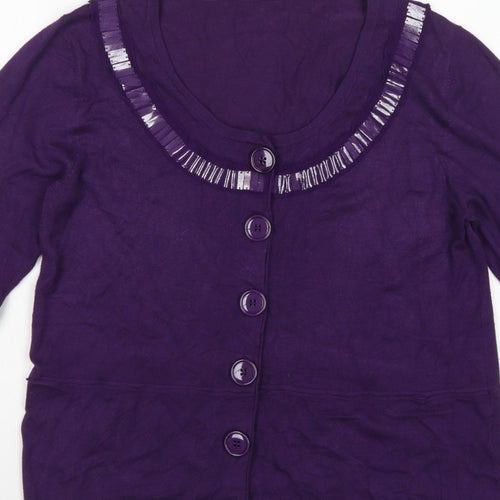 Betty Barclay Women’s Purple UK 12 Button Bell Sleeve Cardigan