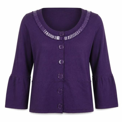 Betty Barclay Women’s Purple UK 12 Button Bell Sleeve Cardigan