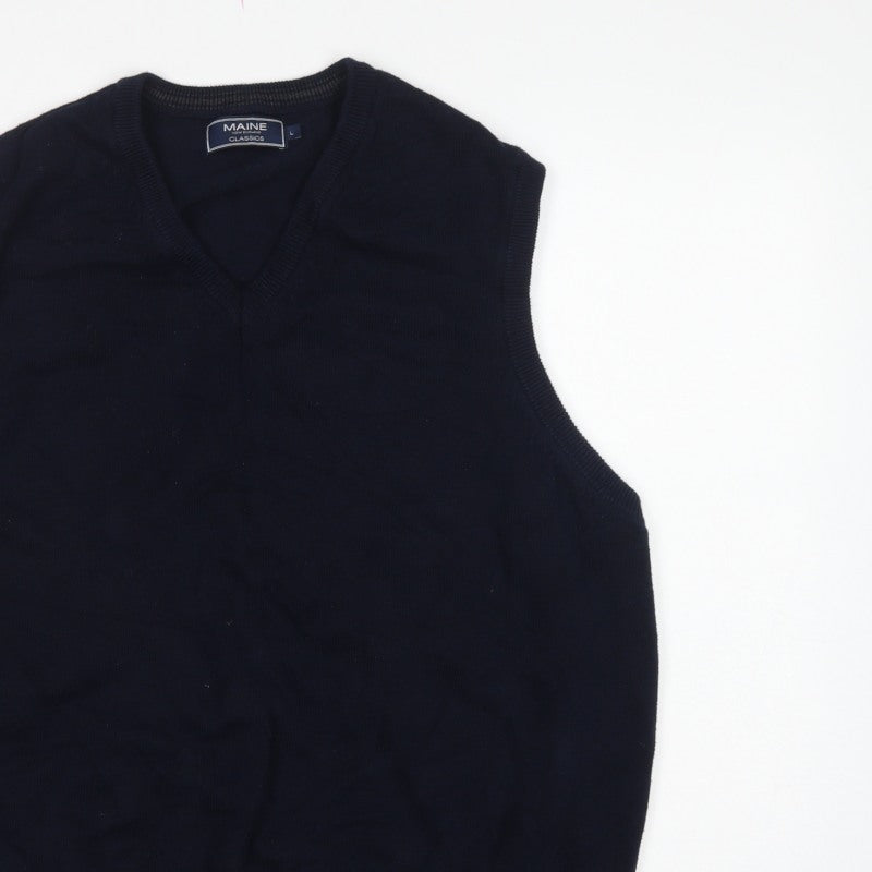 Maine New England Classics Men’s Blue L Cotton V-Neck Knit Vest