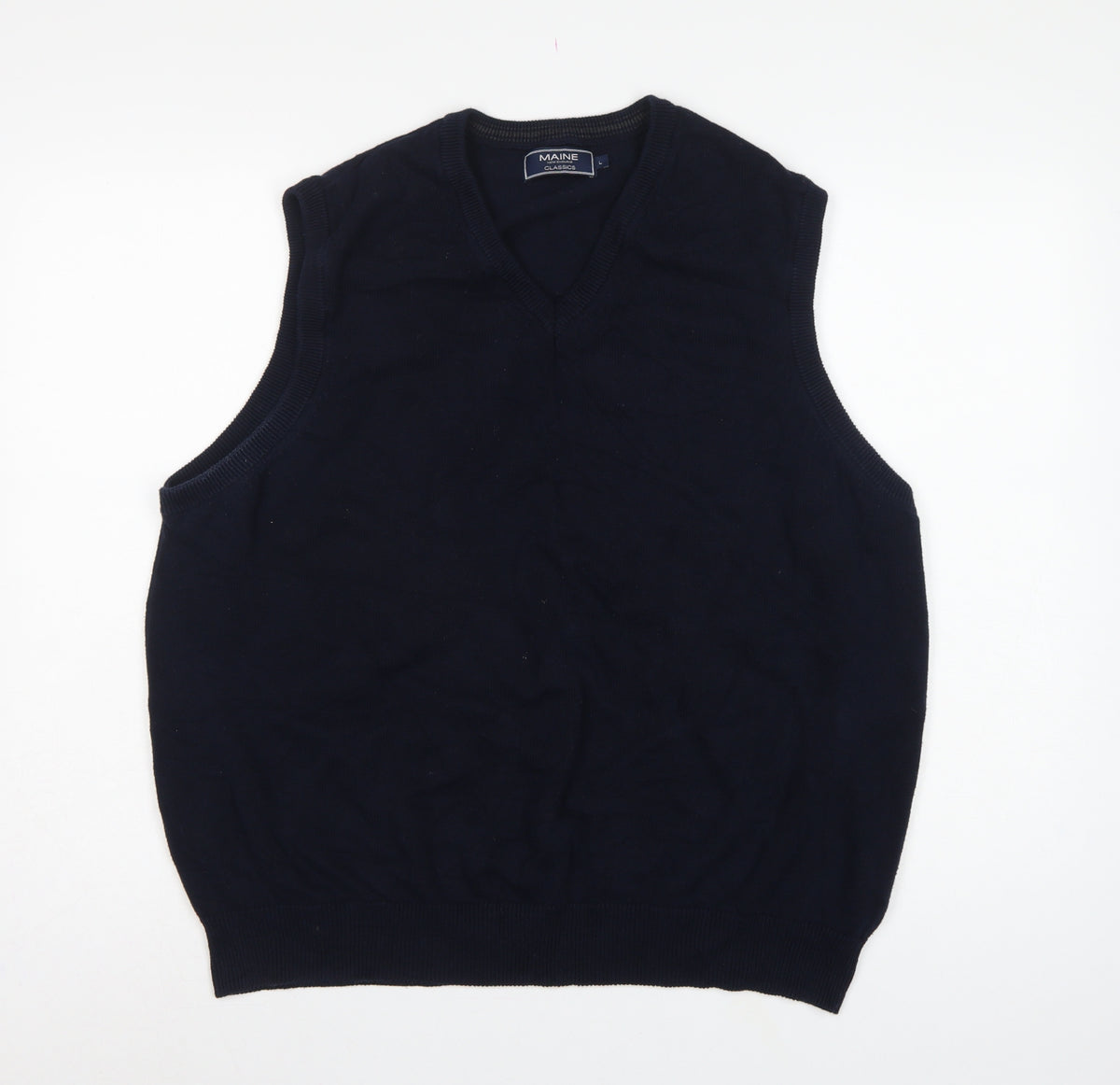 Maine New England Classics Men’s Blue L Cotton V-Neck Knit Vest