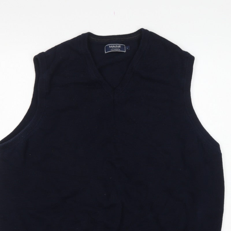 Maine New England Classics Men’s Blue L Cotton V-Neck Knit Vest