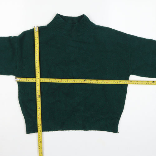 & Other Stories Women Green XS Pullover Mock Neck Balloon Sleeve Knit Jumper